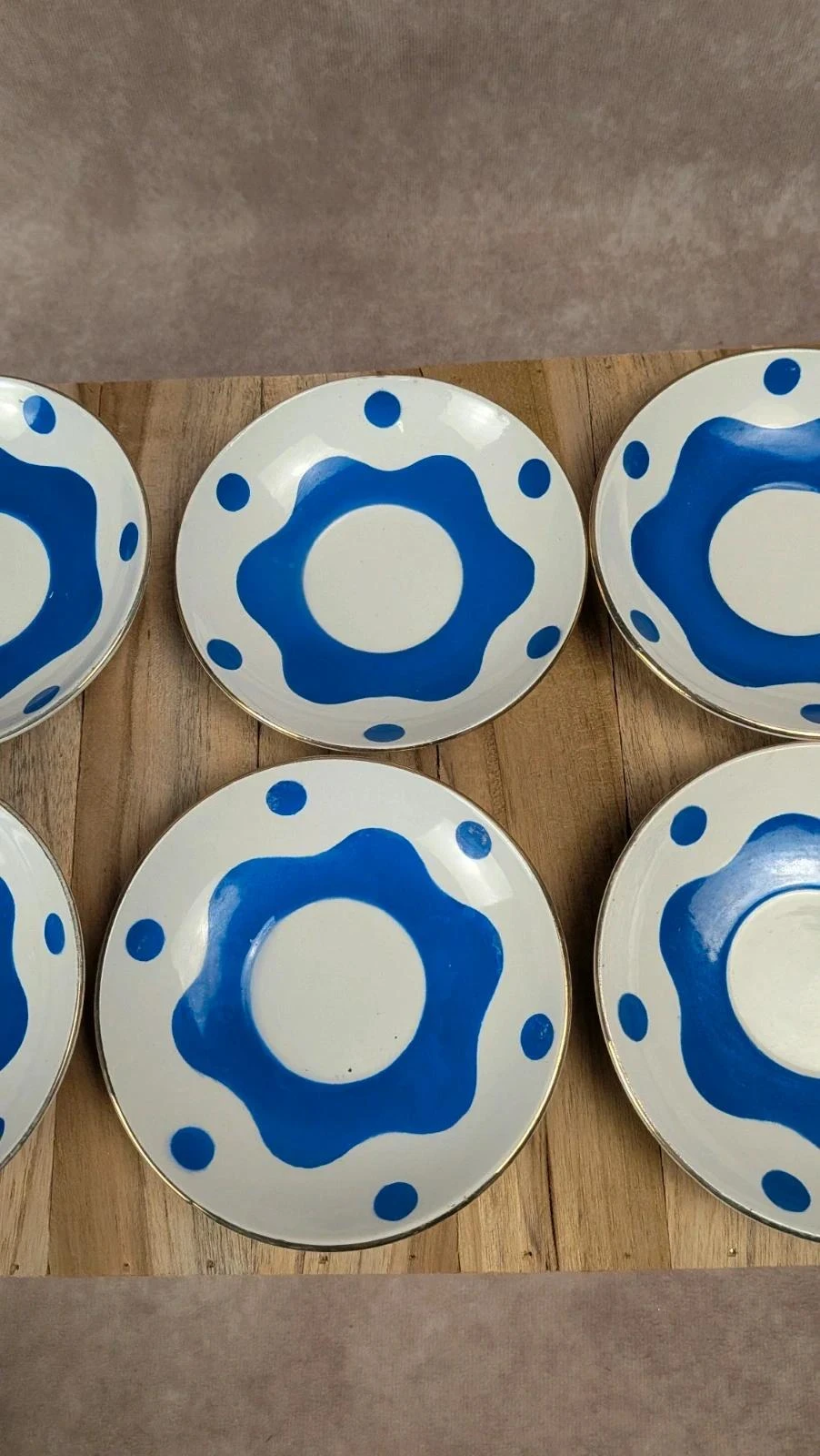 Lot de 6 tasses & soucoupes Sarreguemines – Art déco bleu – photo 4
